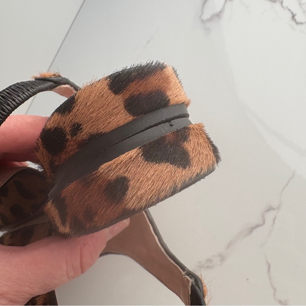 J. Crew sz 8 Women’s Pointed-toe Slingback Flats Leopard Calf Hair Leather - Picture 5 of 8